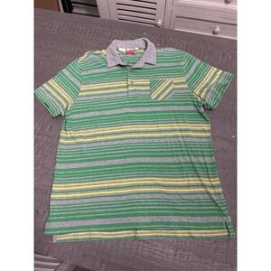UMA dryCELL Polo Shirt XL Green Gray Striped Athletic Golf Sport Lifestyle
